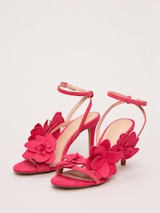 Phase Eight Pink Floral Heel Sandals - Image 3 of 7