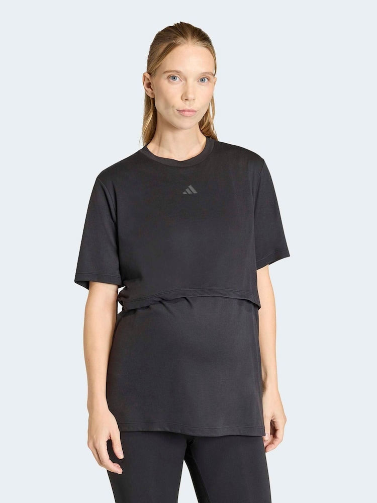 adidas Black Workout Maternity T-Shirt - Image 1 of 6 adidas Black Workout Maternity T-Shirt - Image 1 of 6