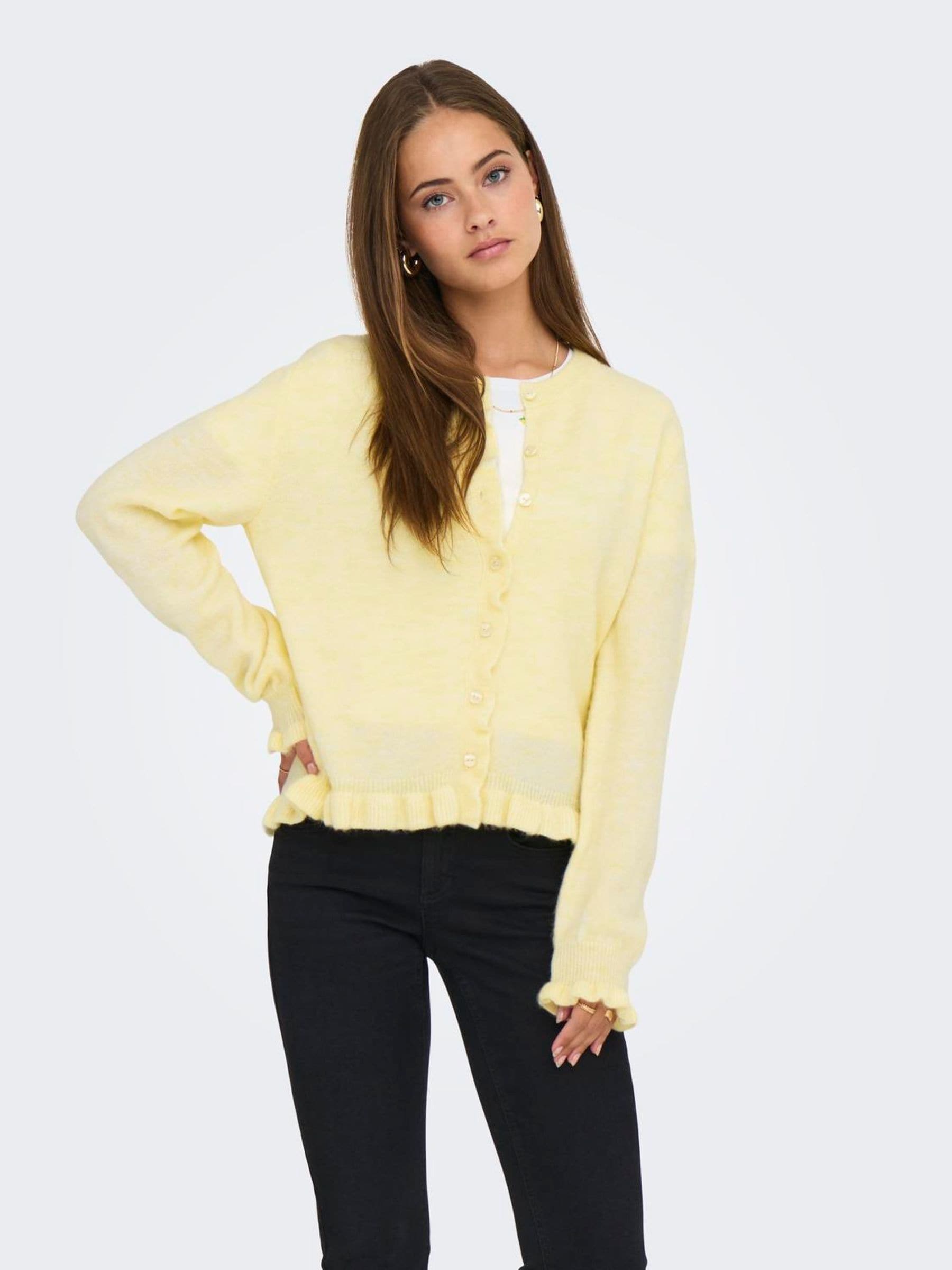 Buy JDY Yellow Long Sleeve Frill Detail Cardigan from the Next UK