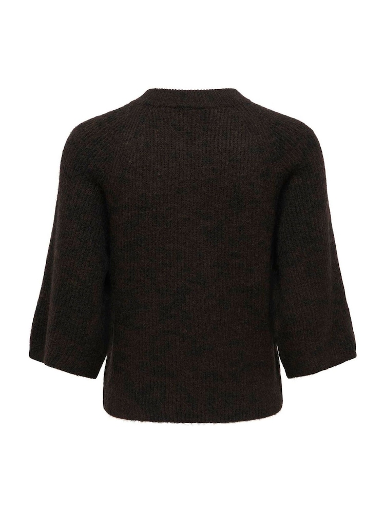 JDY Brown Flower Button Short Sleeve Cardigan - Image 2 of 2 JDY Brown Flower Button Short Sleeve Cardigan - Image 2 of 2