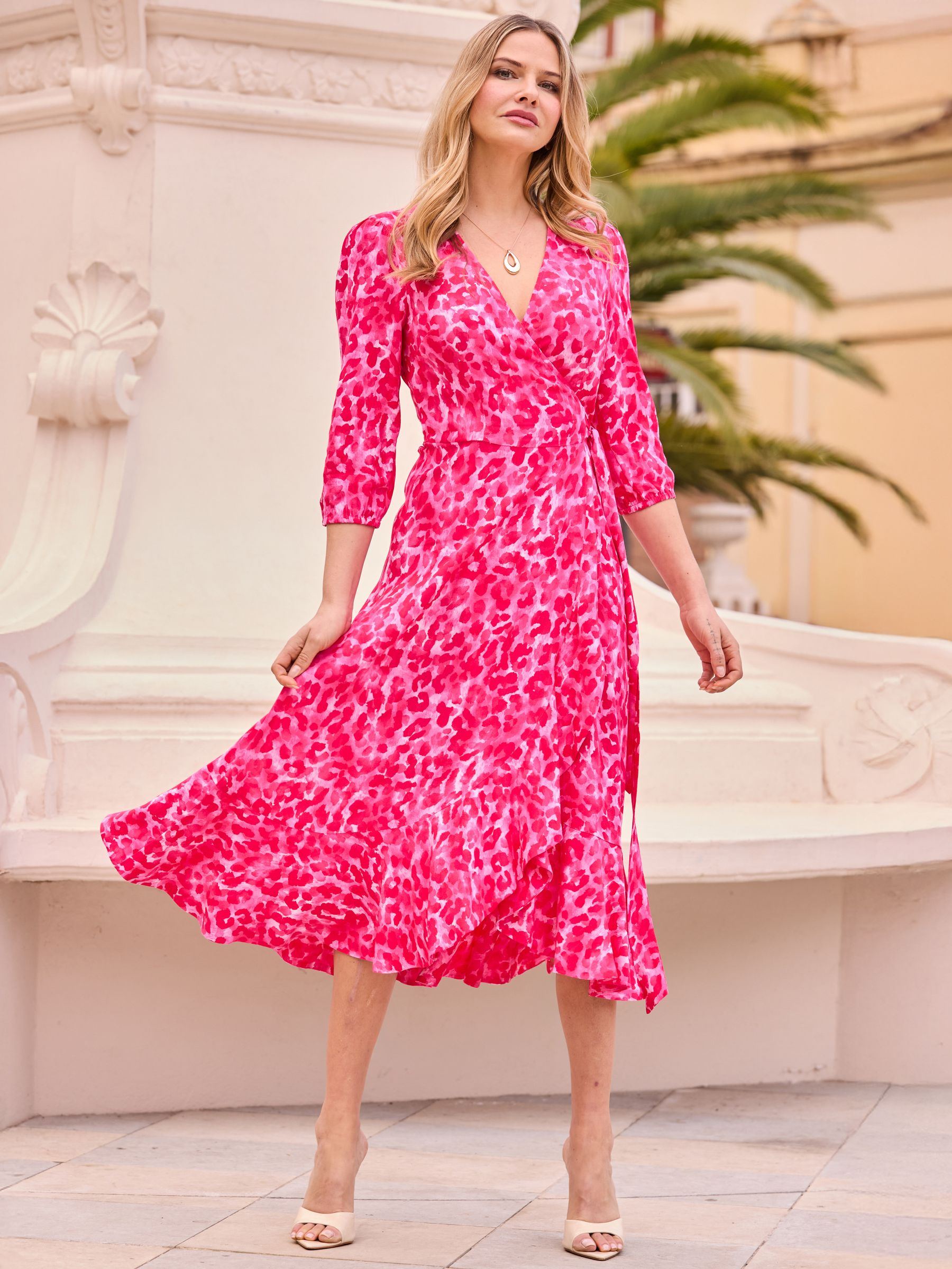 Buy Sosandar Pink Leopard Print Wrap Midi Dress From The Next UK Online Buy Sosandar Pink Leopard Print Wrap Midi Dress From The Next UK Online