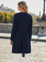 Sosandar Longline Belted Cardigan With Gold Button Detail - תמונה 2 מתוך 4