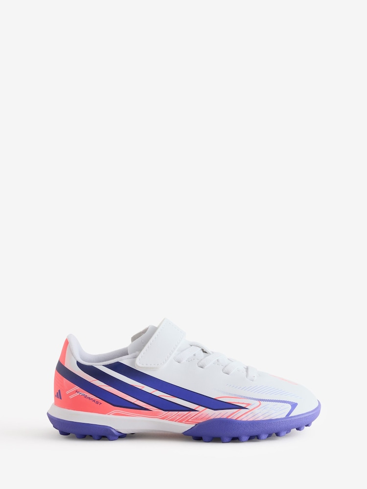 adidas White F50 Hyperfast Club Hook & Loop Turf Football Trainers Kids - Image 1 of 1