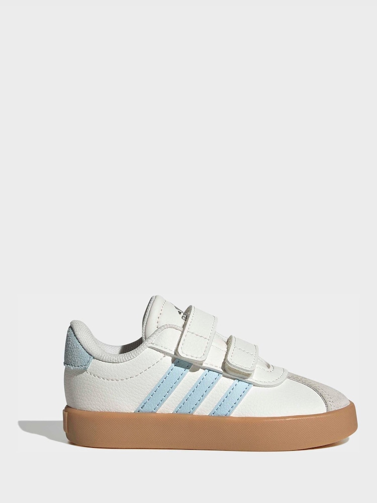 adidas White/Blue VL Court 3.0 Hook and Loop Infant Trainers - Image 1 of 8