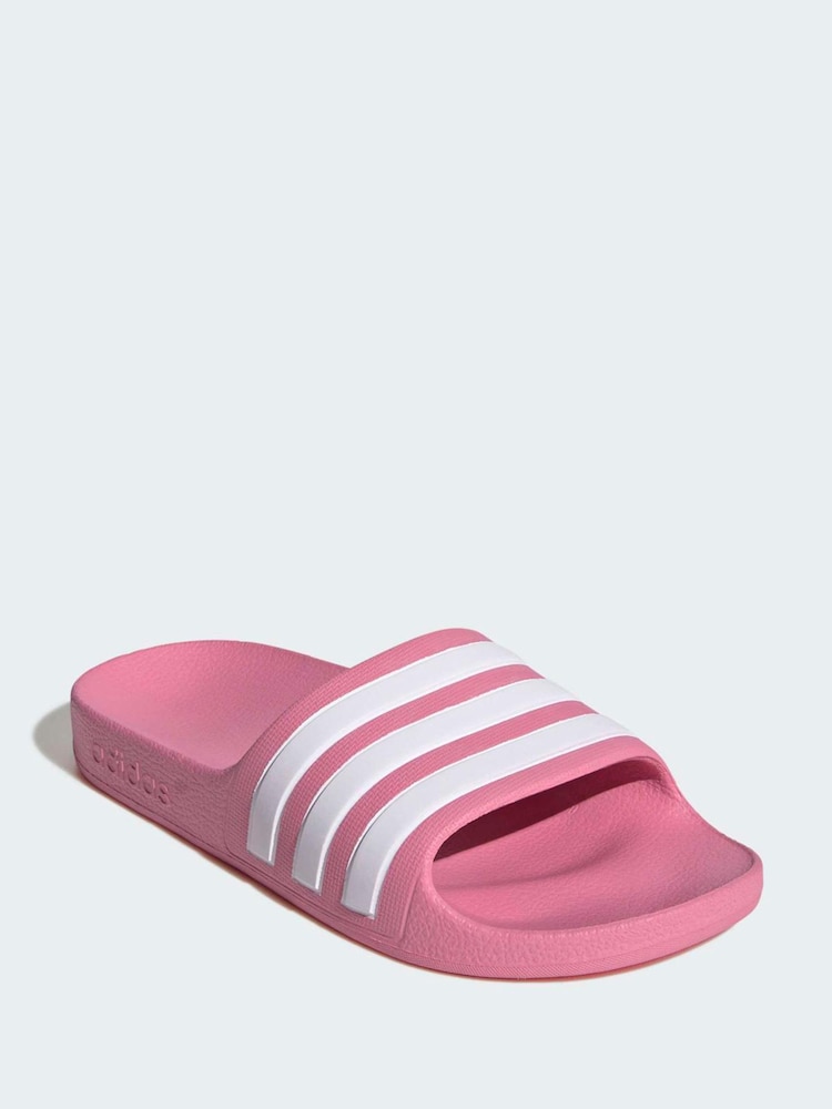 adidas Pink/White Adilette Kids Swim Sandals - Image 1 of 10