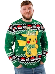Character Green Pokemon Pikachu Christmas Jumper - Image 2 of 7