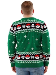Character Green Pokemon Pikachu Christmas Jumper - Image 3 of 7