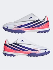 adidas White F50 Hyperfast Club Touch Fastening Turf Football Trainers - Image 3 of 10