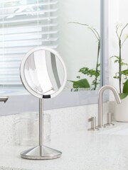 simplehuman Brushed Silver Sensor Make Up Mirror Fold, 10X Magnified - Image 1 of 7