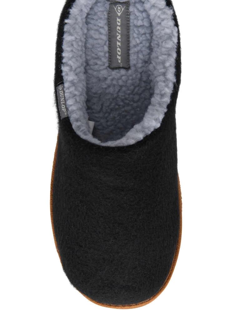 Dunlop Black Textile Mule Slippers - Image 4 of 4
