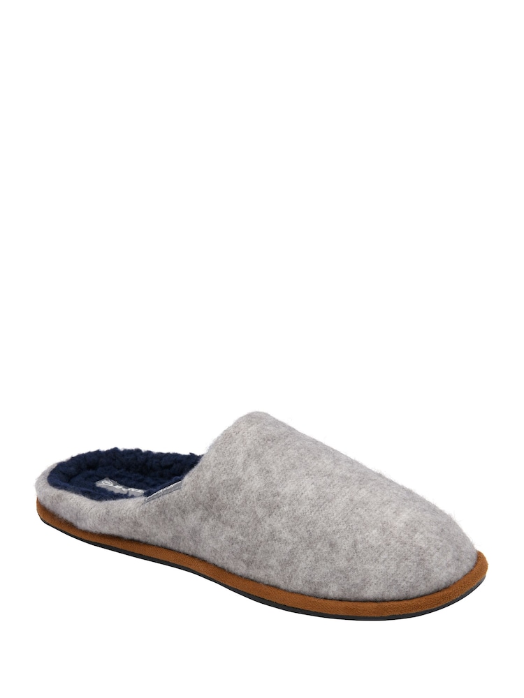 Dunlop Light Grey Textile Mule Slippers - Image 1 of 4