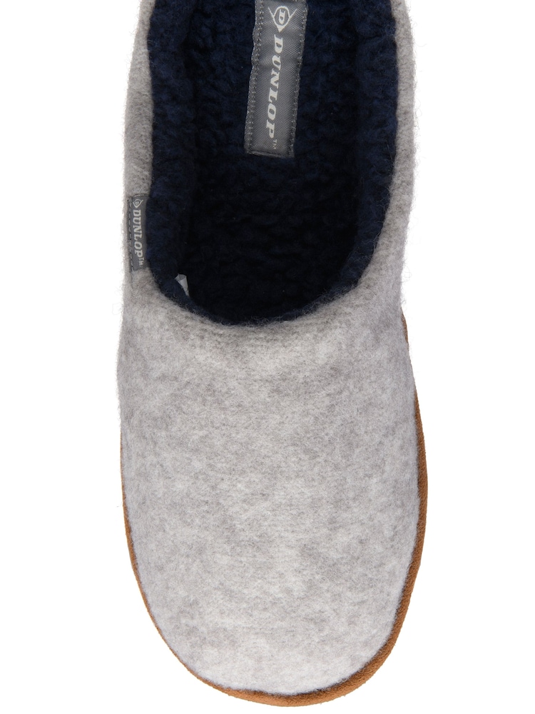 Dunlop Light Grey Textile Mule Slippers - Image 4 of 4