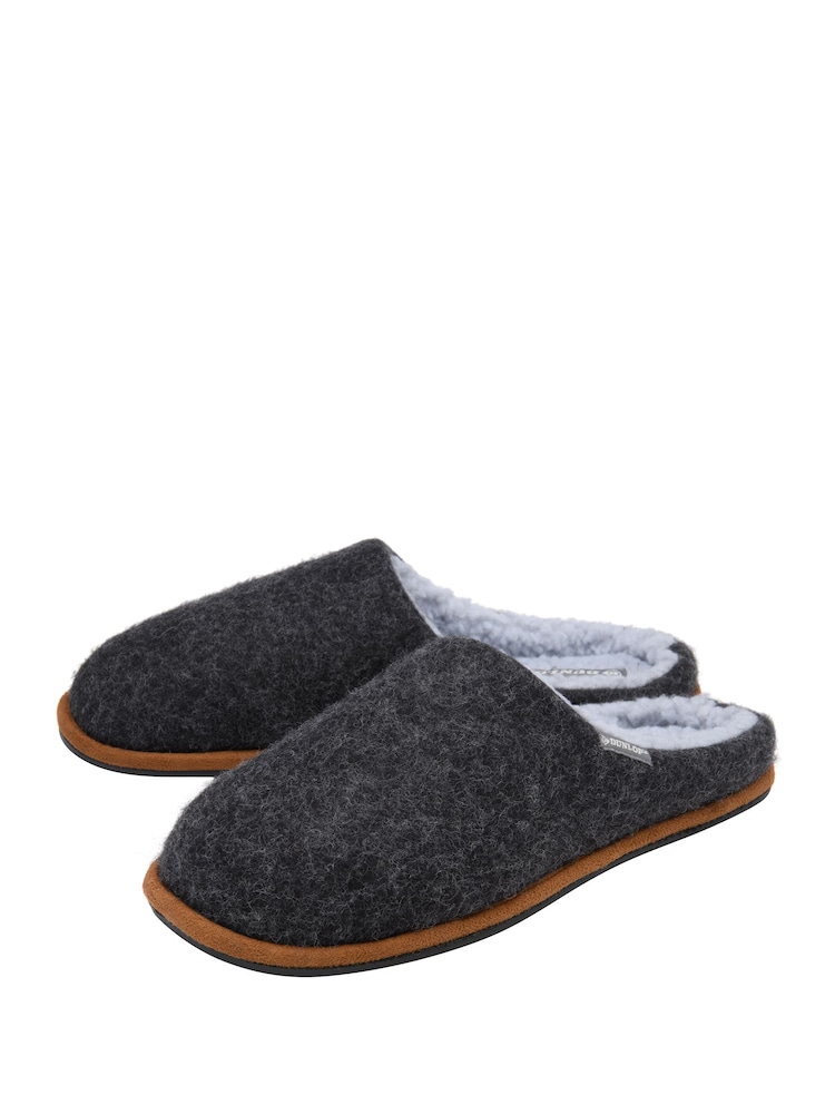 Dunlop Grey Textile Mule Slippers - Image 2 of 4