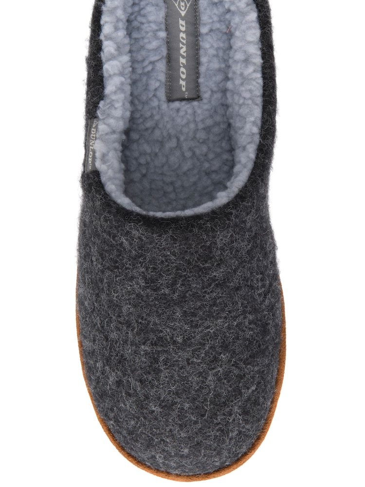 Dunlop Grey Textile Mule Slippers - Image 4 of 4