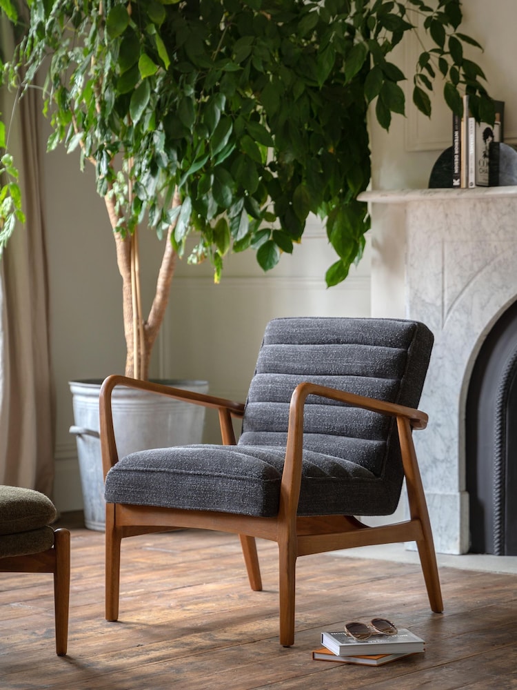 Gallery Home Grey Boucle Datsun Armchair - Image 1 of 8 Gallery Home Grey Boucle Datsun Armchair - Image 1 of 8