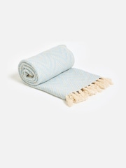 Oliver Bonas Blue & Cream Chevron Throw - Image 1 of 5