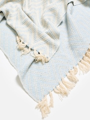 Oliver Bonas Blue & Cream Chevron Throw - Image 2 of 5