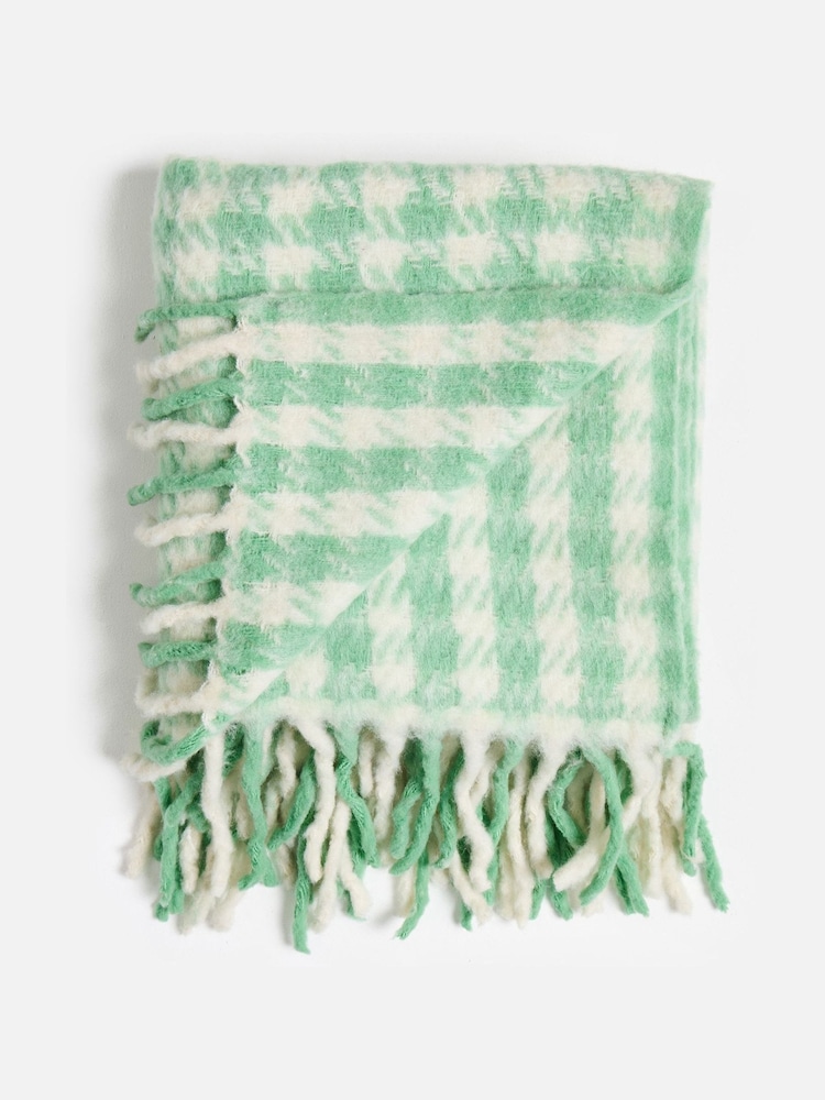 Oliver Bonas Green Houndstooth Knitted Throw - Image 1 of 5 Oliver Bonas Green Houndstooth Knitted Throw - Image 1 of 5