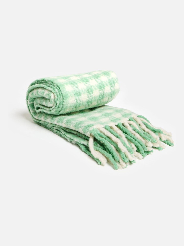 Oliver Bonas Green Houndstooth Knitted Throw - Image 2 of 5 Oliver Bonas Green Houndstooth Knitted Throw - Image 2 of 5