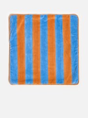 Oliver Bonas Blue & Orange Striped Velvet Cushion Cover 45x45cm - Image 2 of 6