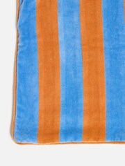 Oliver Bonas Blue & Orange Striped Velvet Cushion Cover 45x45cm - Image 3 of 6
