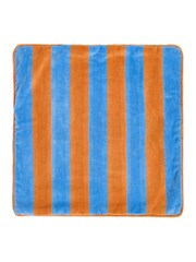 Oliver Bonas Blue & Orange Striped Velvet Cushion Cover 45x45cm - Image 5 of 6
