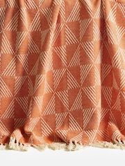 Oliver Bonas Orange & Cream Geometric Throw - Image 2 of 5