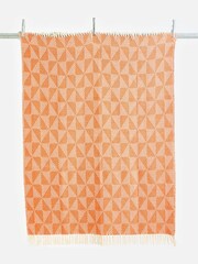 Oliver Bonas Orange & Cream Geometric Throw - Image 4 of 5
