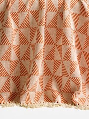 Oliver Bonas Orange & Cream Geometric Throw - Image 5 of 5