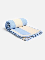 Oliver Bonas Blue Striped Knitted Throw - Image 4 of 5