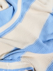 Oliver Bonas Blue Striped Knitted Throw - Image 5 of 5