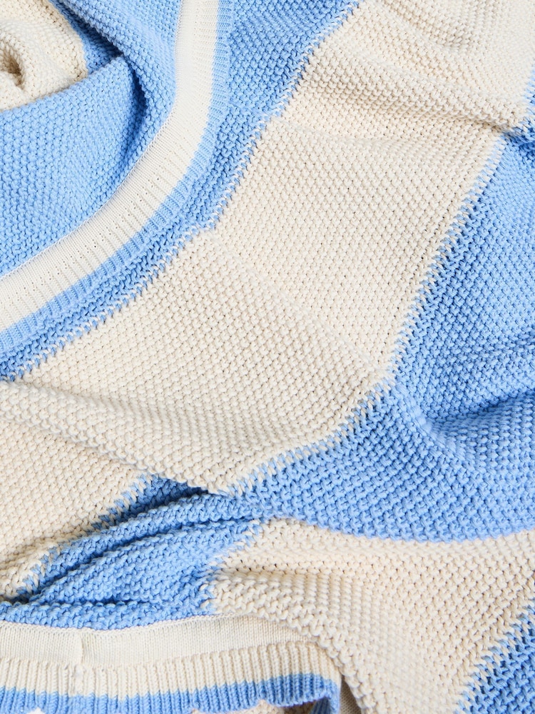 Oliver Bonas Blue Striped Knitted Throw - Image 5 of 5 Oliver Bonas Blue Striped Knitted Throw - Image 5 of 5