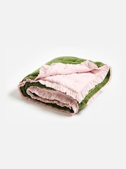 Oliver Bonas Green Reversible Velvet Frill Quilted Bedspread - Image 3 of 6