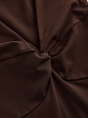 Laura Ashley Chocolate Brown Twist Front 2in1 Dress - Image 5 of 6