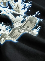 Black Skeleton Relaxed Fit Graphic Long Sleeve Cotton T-Shirt (3-16yrs) - Image 3 of 4