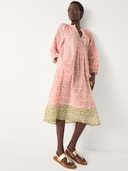 Monsoon Pink Elma Print Midi Tunic Dress - Image 1 of 4