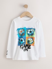 White Football Relaxed Fit Graphic Long Sleeve Cotton T-Shirt (3-16yrs) - Image 1 of 5