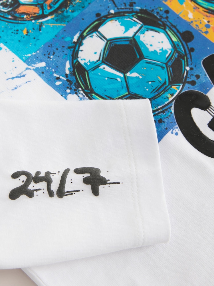 White Football Relaxed Fit Graphic Long Sleeve Cotton T-Shirt (3-16yrs) - Image 5 of 5 White Football Relaxed Fit Graphic Long Sleeve Cotton T-Shirt (3-16yrs) - Image 5 of 5
