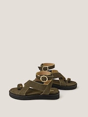 Monsoon Green Ivy Toe Strap Crossover Suede Sandals - Image 2 of 3
