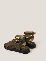 Monsoon Green Ivy Toe Strap Crossover Suede Sandals - Image 3 of 3
