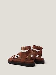 Monsoon Brown Ivy Toe Strap Crossover Suede Sandals - Image 2 of 3