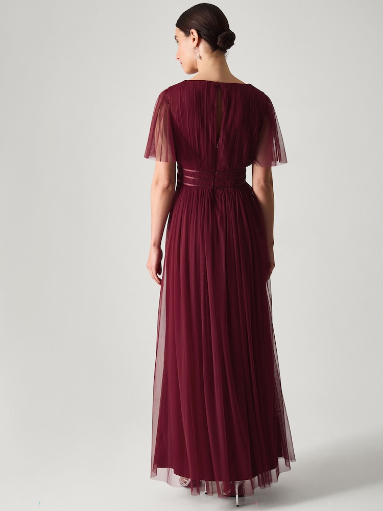 Monsoon Red Emily Short Sleeve Tulle Bridesmaid Dress - Image 2 of 5 Monsoon Red Emily Short Sleeve Tulle Bridesmaid Dress - Image 2 of 5