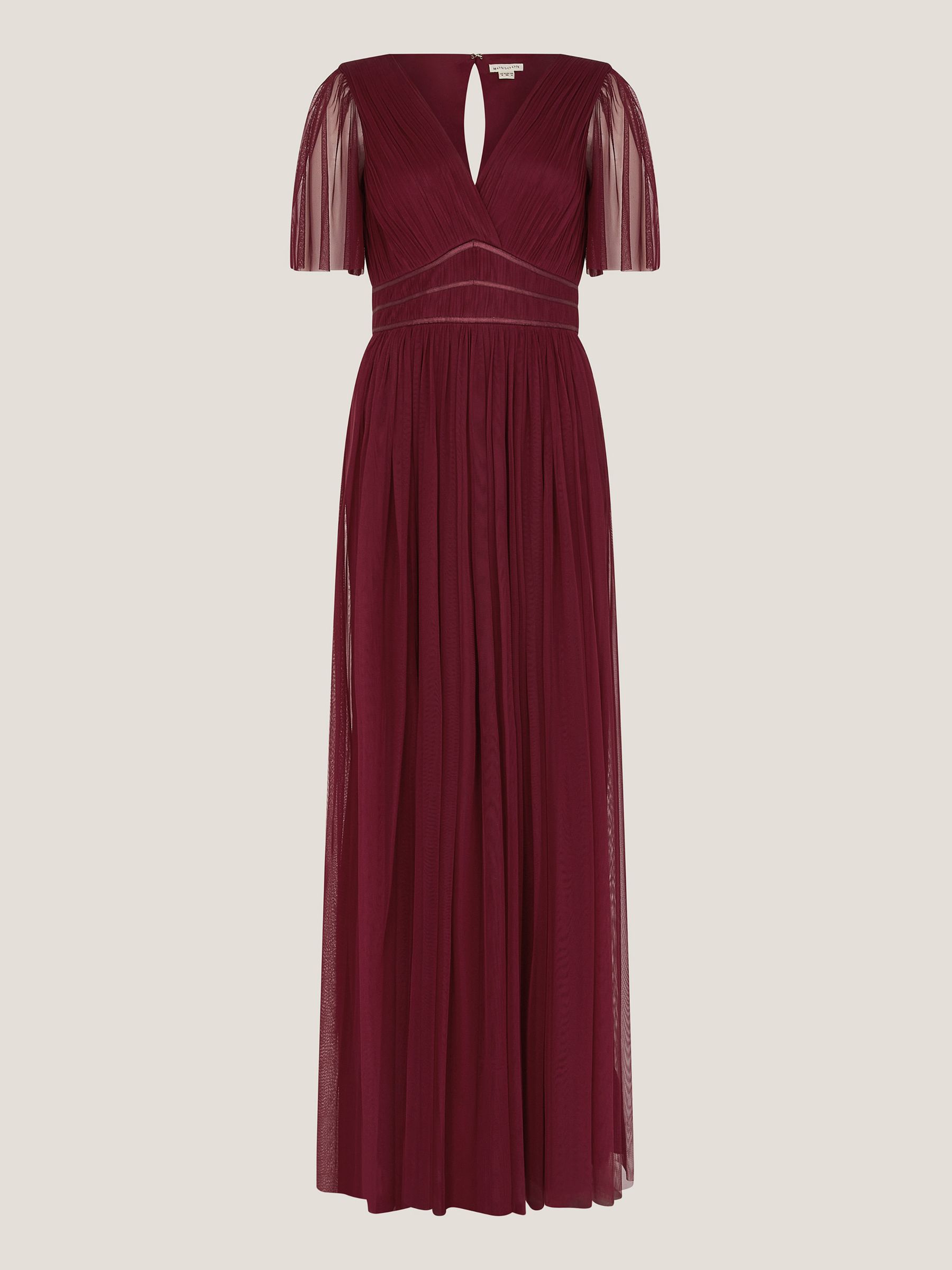 frock and frill bridesmaid dresses B193051 Long V-neck Poly Chiffon Ruffled Bridesmaid Dress with Front Slit