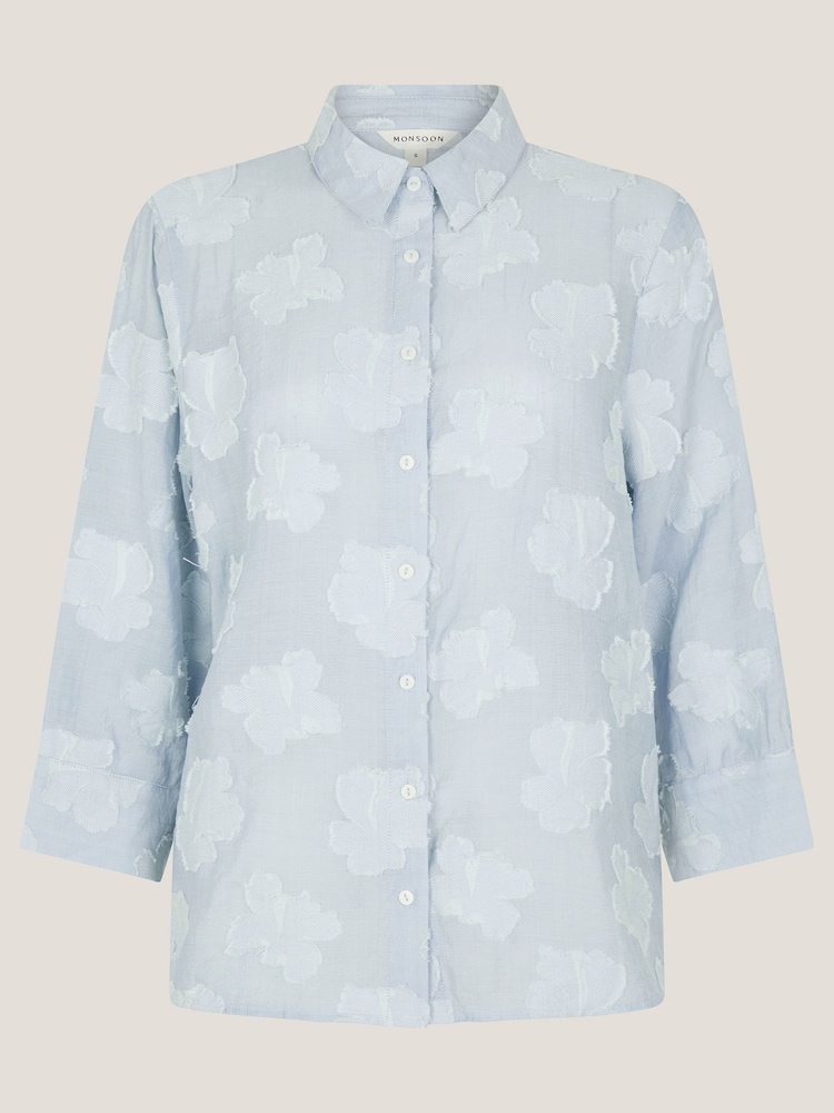 Monsoon Blue Ayla Jacquard Shirt - Image 1 of 1 Monsoon Blue Ayla Jacquard Shirt - Image 1 of 1
