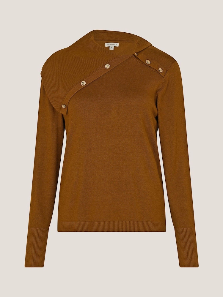 Monsoon Orange Kay Asymmetrical Collar Jumper - Image 5 of 5
