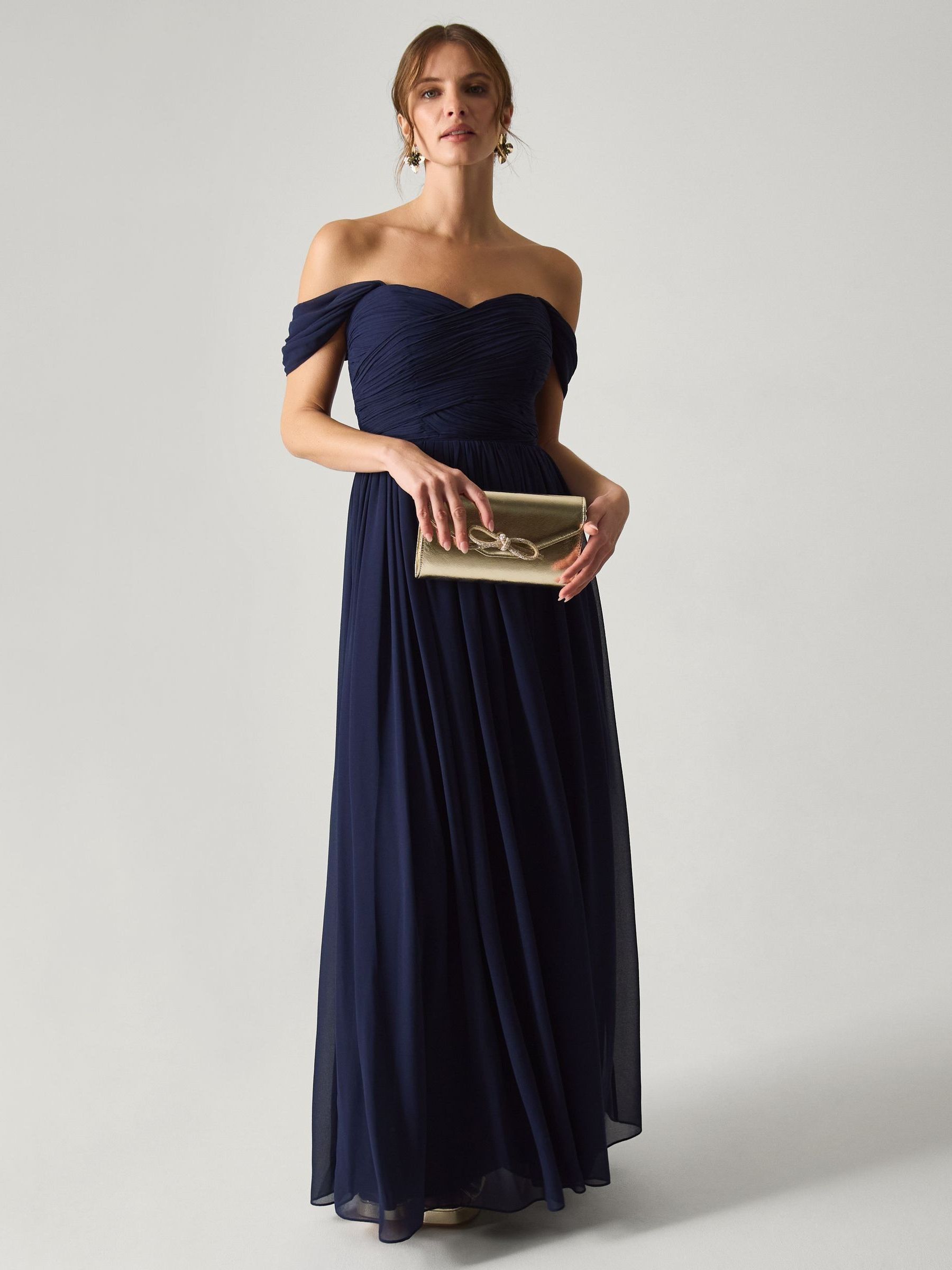 chinese dress ladies Bardot Sequin & Lace High Low Midi - Navy main image 0