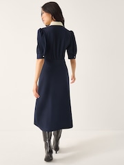 Monsoon Blue Clay Collar Jersey Midi Dress - Image 4 of 5