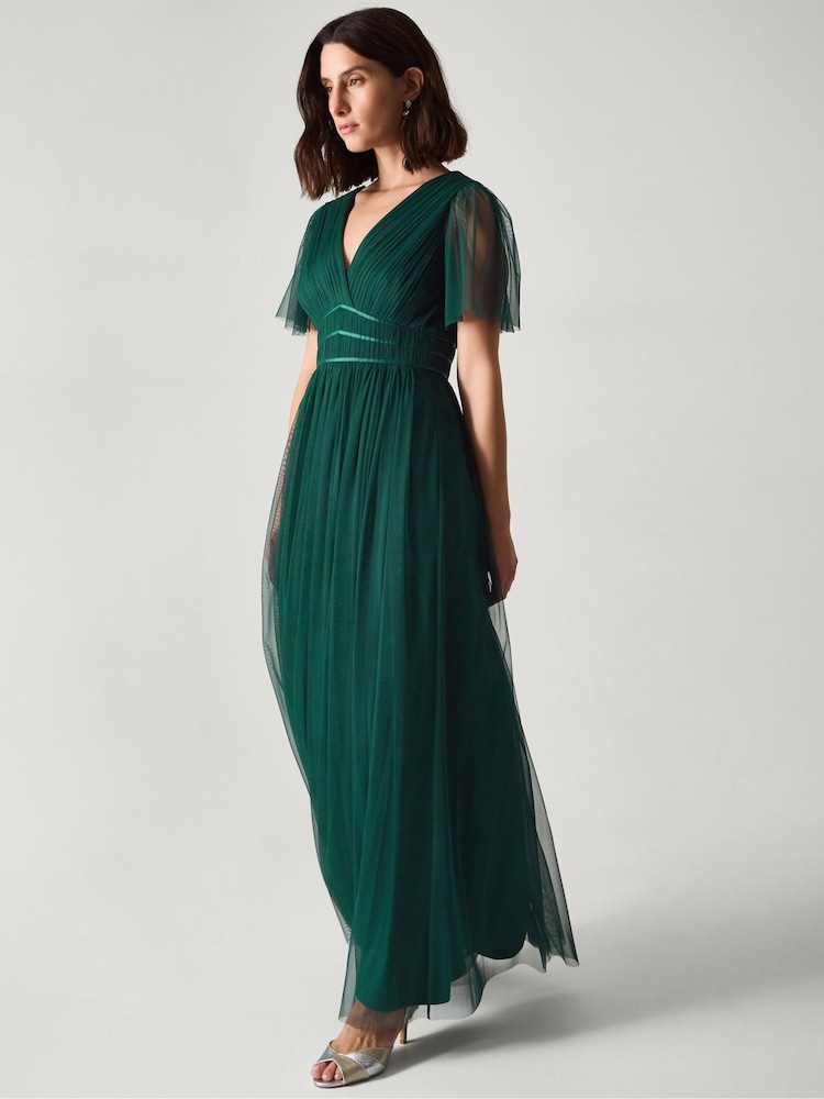 Monsoon Green Emily Short Sleeve Tulle Bridesmaid Dress - Image 1 of 3 Monsoon Green Emily Short Sleeve Tulle Bridesmaid Dress - Image 1 of 3