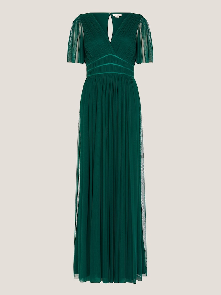 Monsoon Green Emily Short Sleeve Tulle Bridesmaid Dress - Image 4 of 4