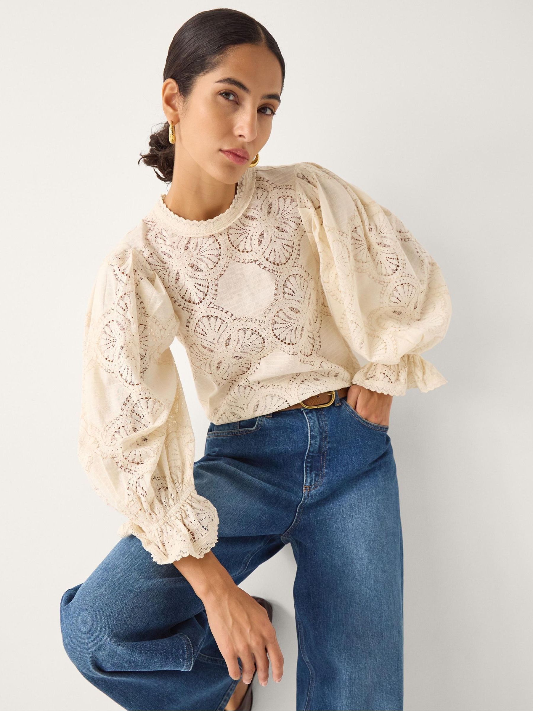 【新品】Yilon TWINKLE GATHER LACE BLOUSE Buy Monsoon Cream Imogen Lace Insert Blouson Blouse from the Next